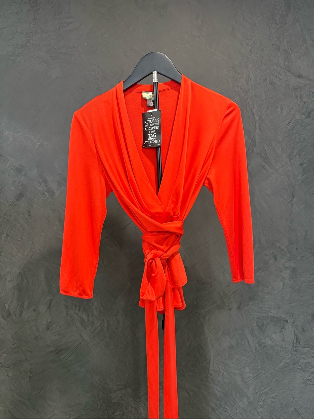 NWT Issa London Orange 100% Silk Wrap Top with Tie Waist